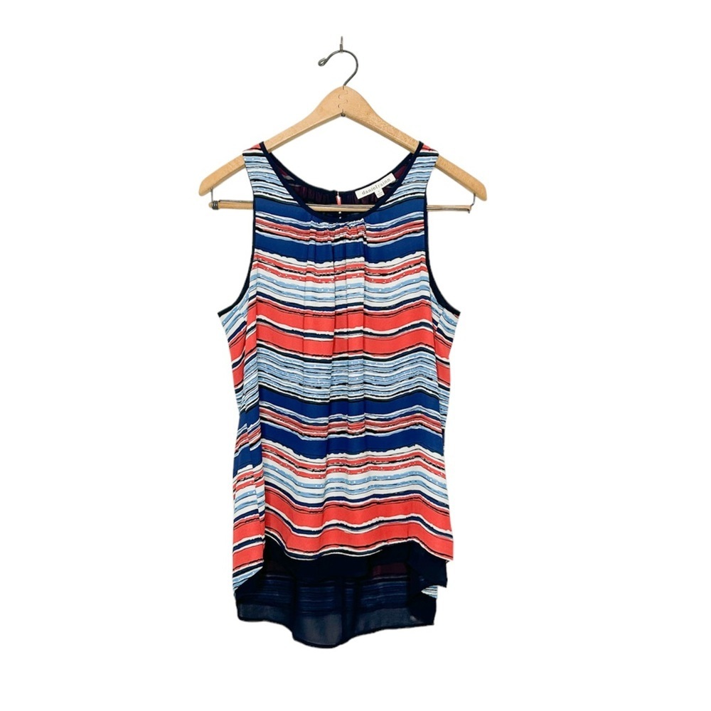 Daniel Rainn Red White Blue Stripe Sleeveless Tank Top Shirt Medium M